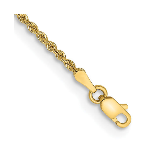 14K Yellow Gold Bracelet, 5.5 Inches, 2 mm, Regular Rope Style with Lobster Clasp