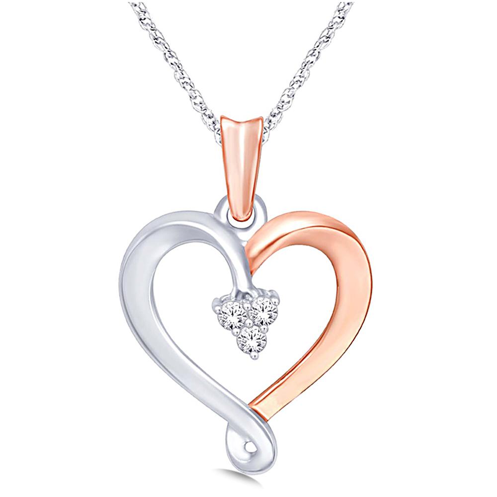 10K Two-Tone Gold 1/20 Carat Total Diamond Heart Pendant
