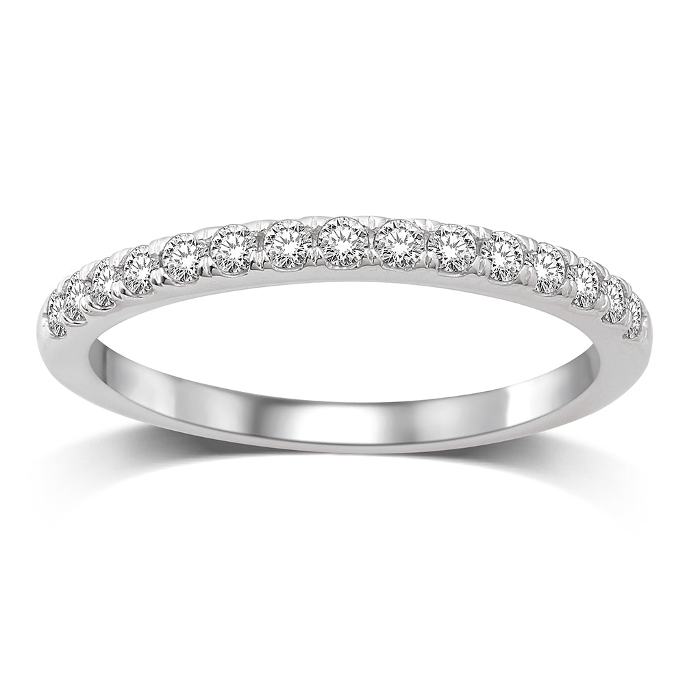 Alianza de Boda con Diamantes de 1/2 qt en Oro Blanco de 14k