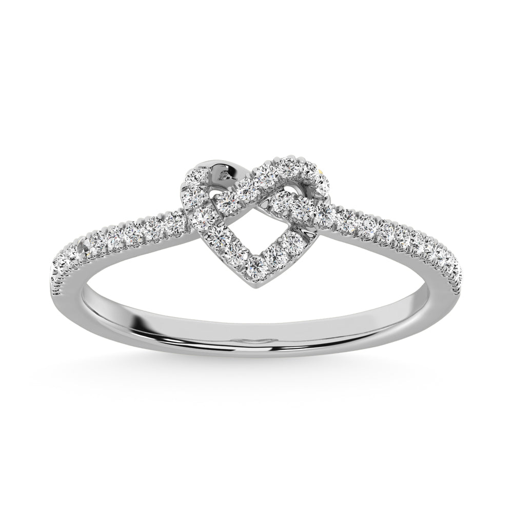 Anillo de Corazón con Diamantes de 1/6 qt en Oro Blanco de 10 k
