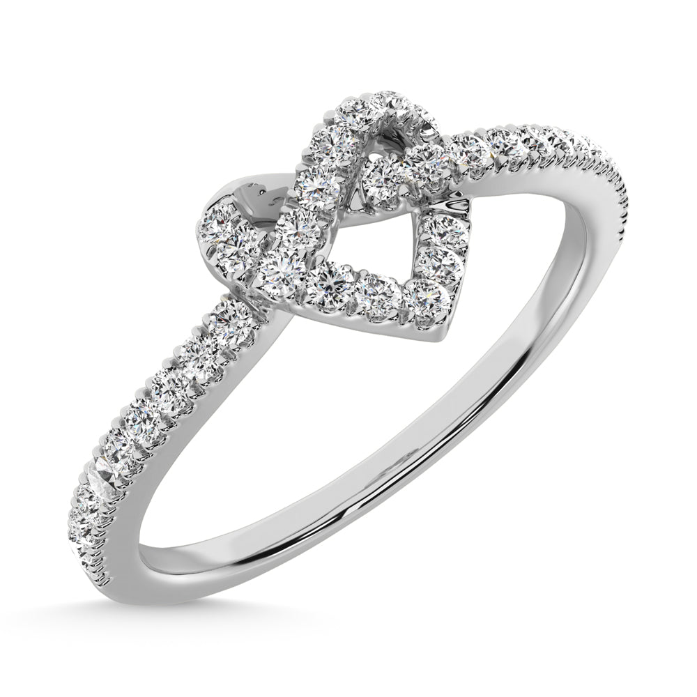 Anillo de Corazón con Diamantes de 1/6 qt en Oro Blanco de 10 k