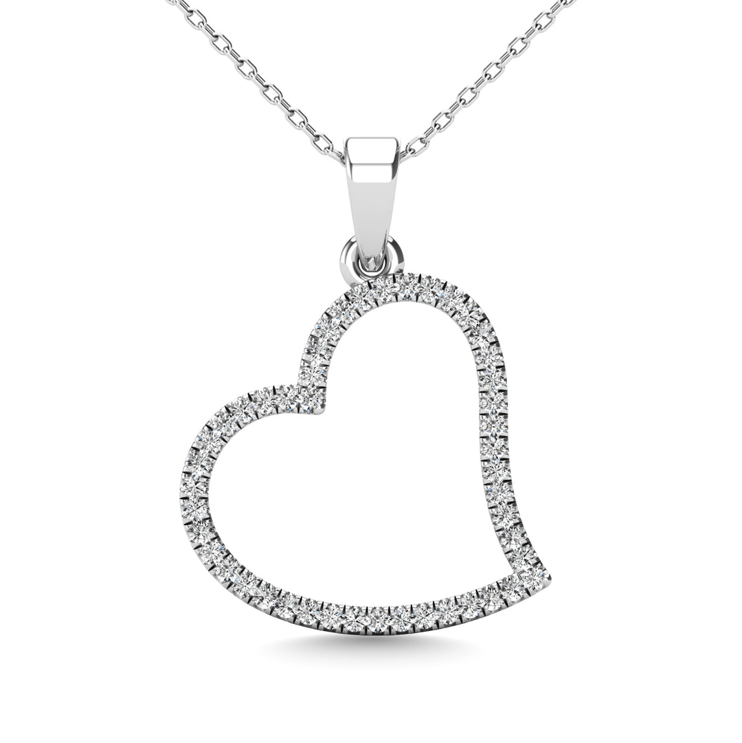 1/6 Carat Diamond Heart Pendant in 10K White Gold