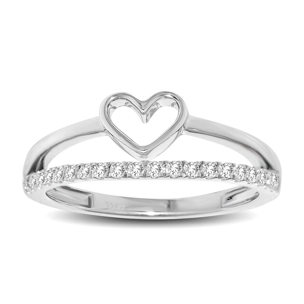 1/5 ct Diamond Heart Ring in 10k White Gold