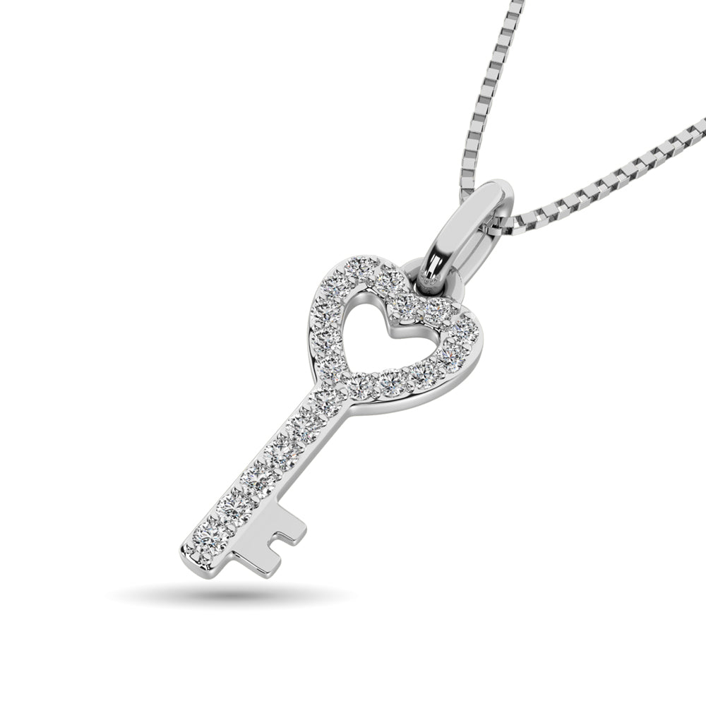 1/10 carat diamond double heart pendant in 10k white gold