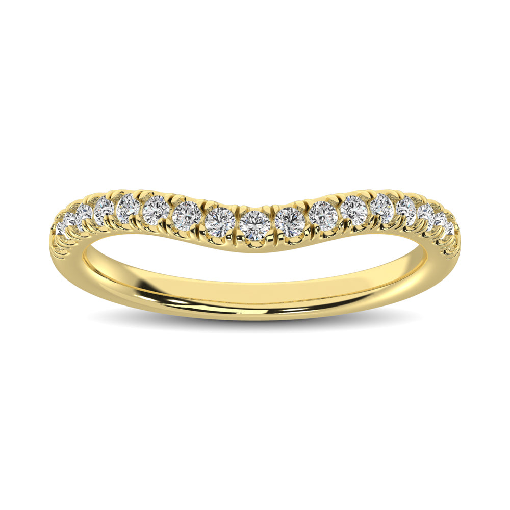 14K yellow gold, 1/3 carat total. Curved diamond band