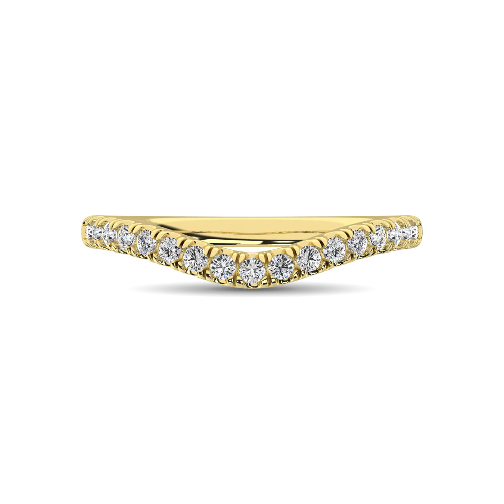 14K yellow gold, 1/3 carat total. Curved diamond band