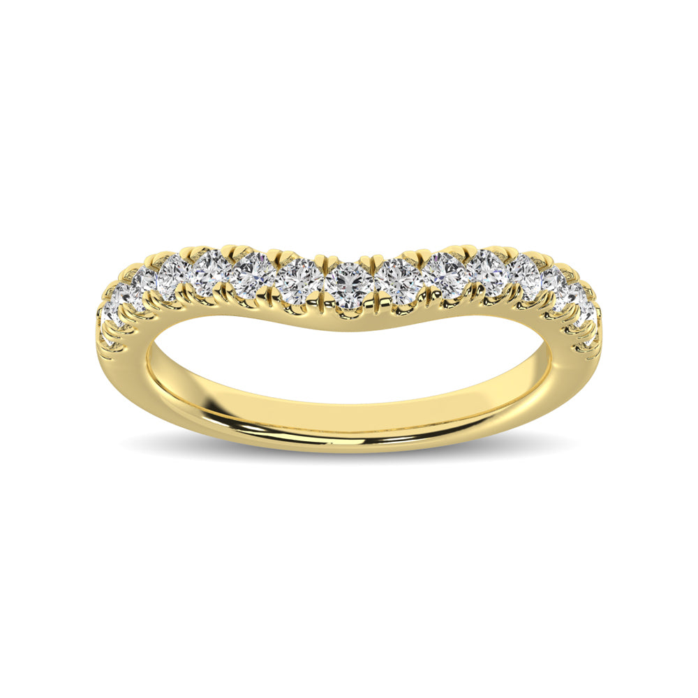 14K Yellow Gold 1/2 ct.tw. Diamond Curved Band