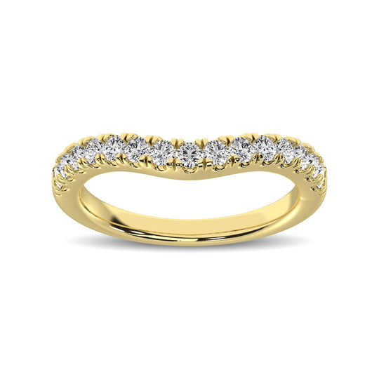 14K Yellow Gold 1/2 ct.tw. Diamond Curved Band