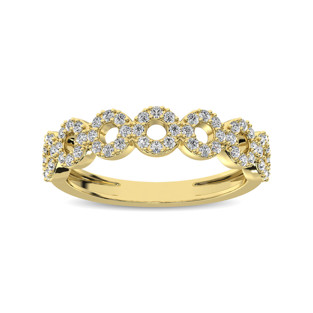 14K Yellow Gold 1/3 Carat Total Diamond 7-Station Stackable Band