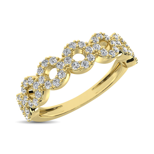 14K Yellow Gold 1/3 Carat Total Diamond 7-Station Stackable Band