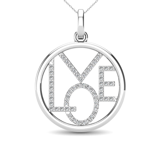 1/10 Ct. Tw. Diamond LOVE Pendant in 10K White Gold