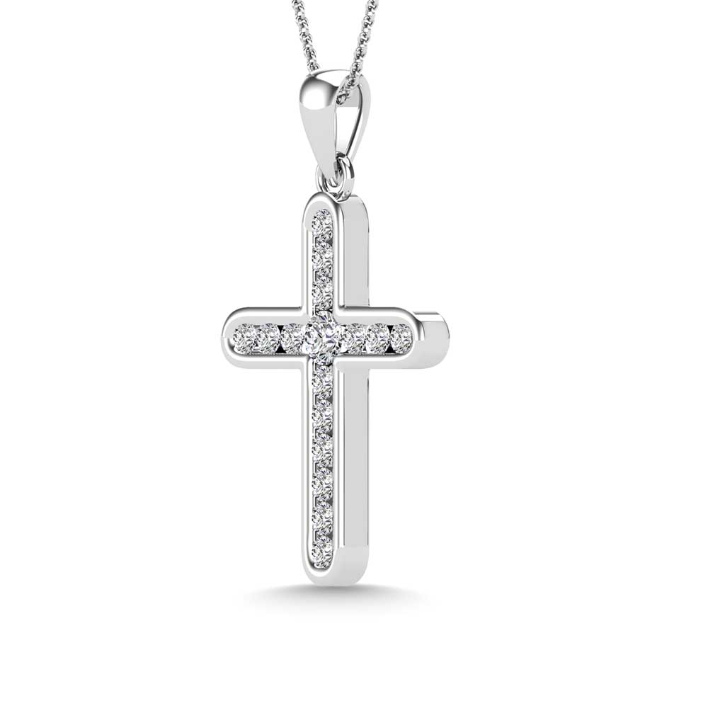 1/5 Ct.Tw. Diamond Cross Pendant in 14k White Gold