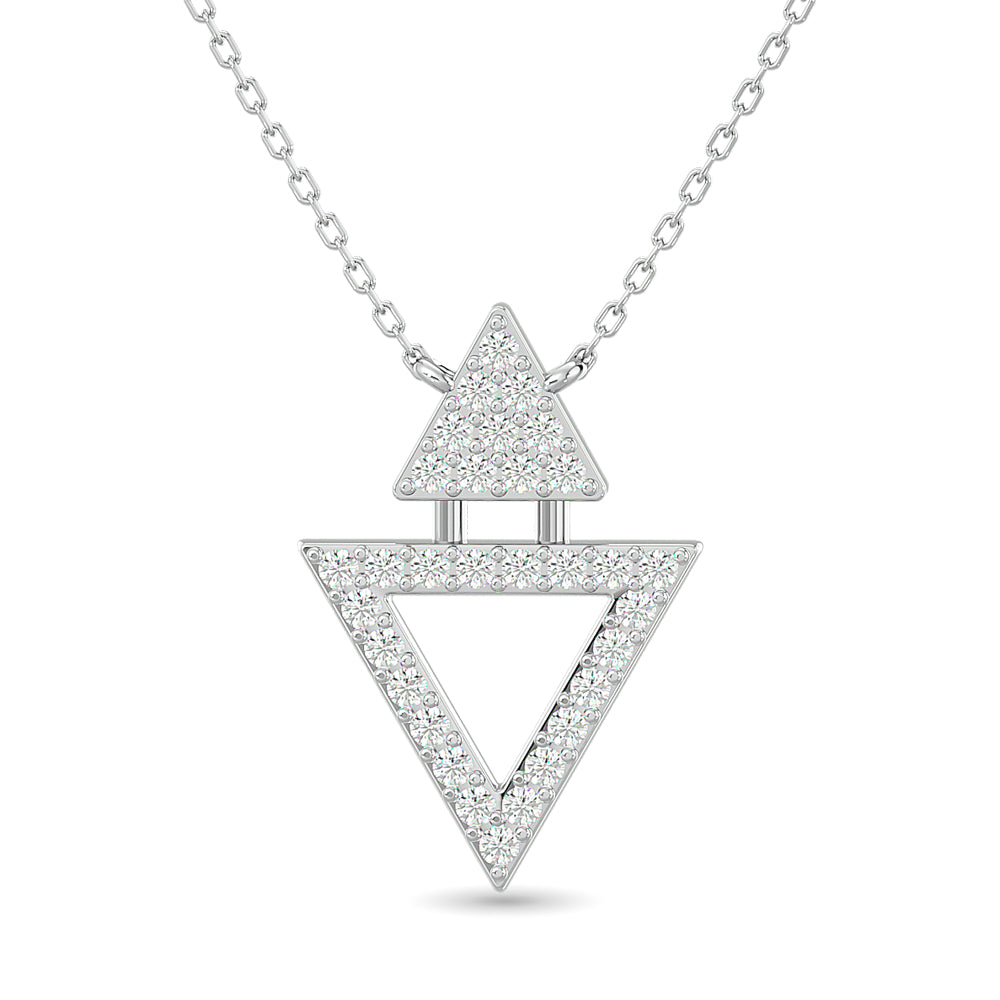 COLLAR DE ORO BLANCO DE 10 KT CON DIAMANTE TW DE 1/6 QUILATES