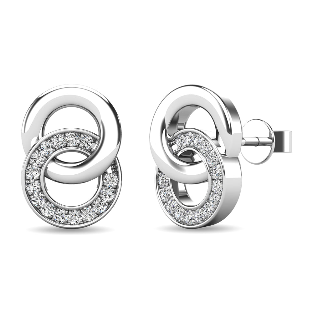 1/10 ct. Diamond Circle Earrings in 10K White Gold