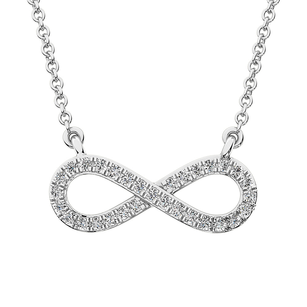 Oro blanco de 10 quilates de 1/10 qt.Tw. Collar infinito de diamantes
