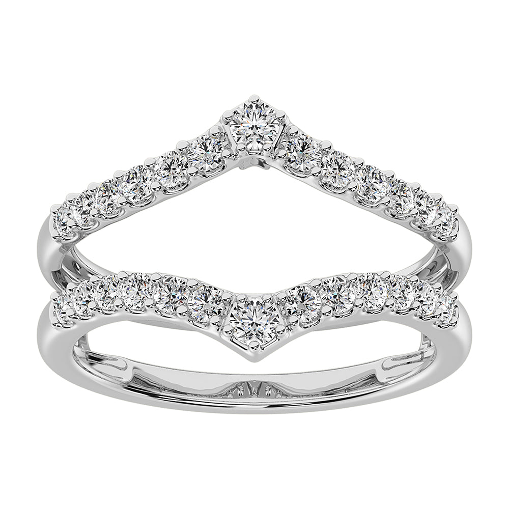 Oro blanco de 14 quilates de 1/2 qt.Tw. Anillo protector de diamantes en forma de chevrón