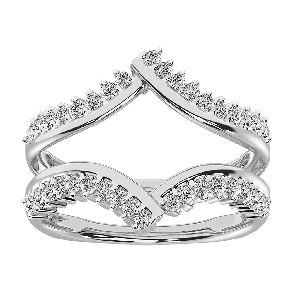 Oro blanco de 14 quilates de 1/2 qt.Tw. Anillo protector de diamantes en forma de chevrón