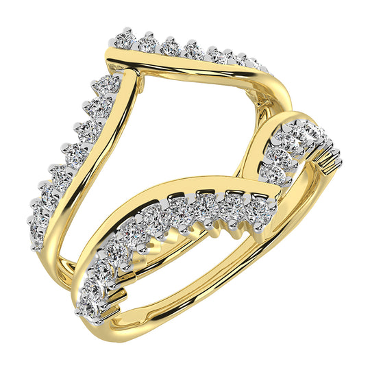 14K Yellow Gold 1/2 ct.tw. Chevron Diamond Guard Ring with White Gold Accent