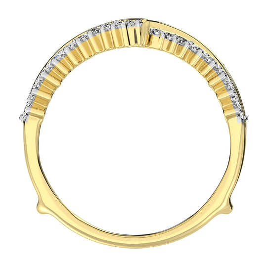 14K Yellow Gold 1/2 ct.tw. Chevron Diamond Guard Ring with White Gold Accent