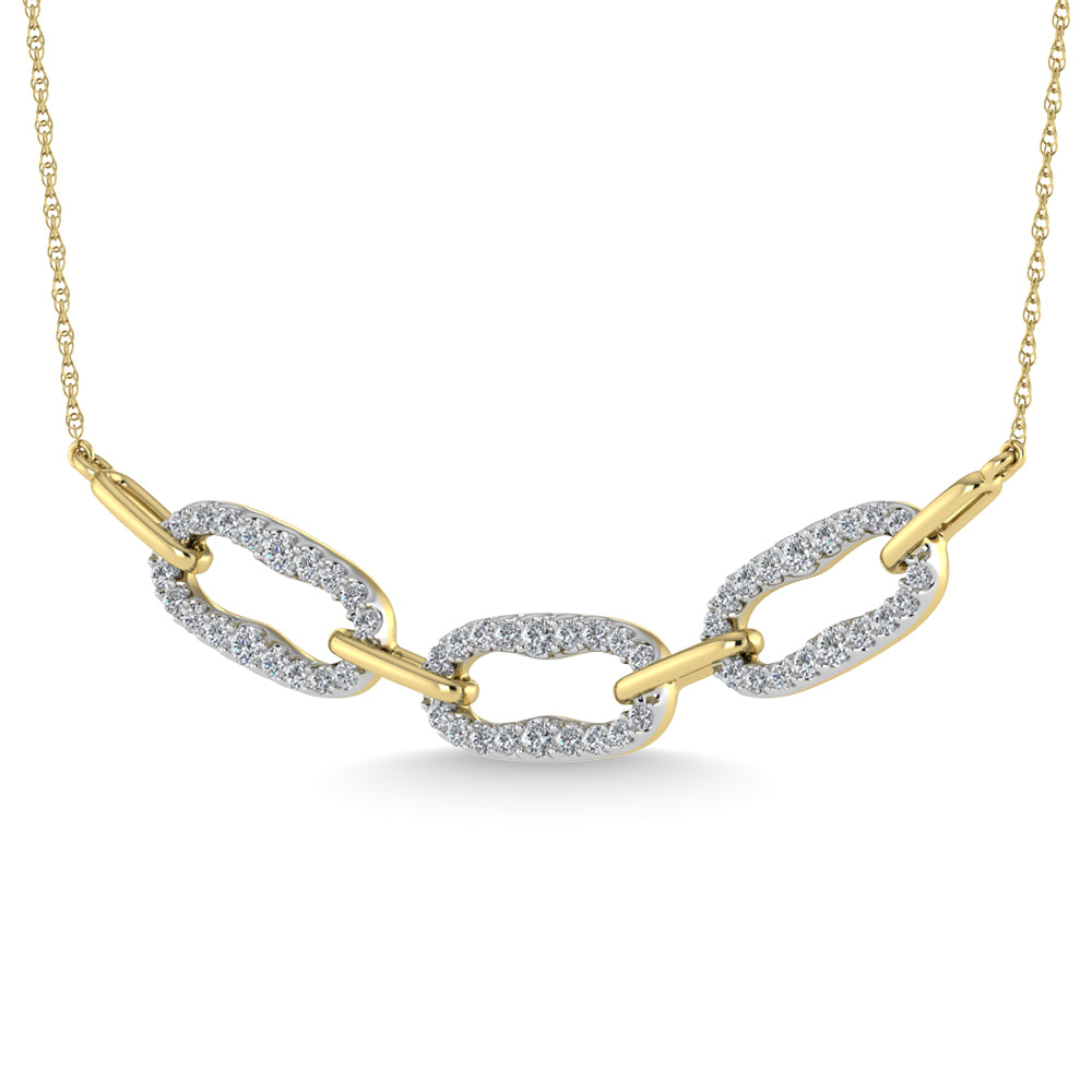 14-carat two-tone diamond, 1/6 carat total. Fashion necklace