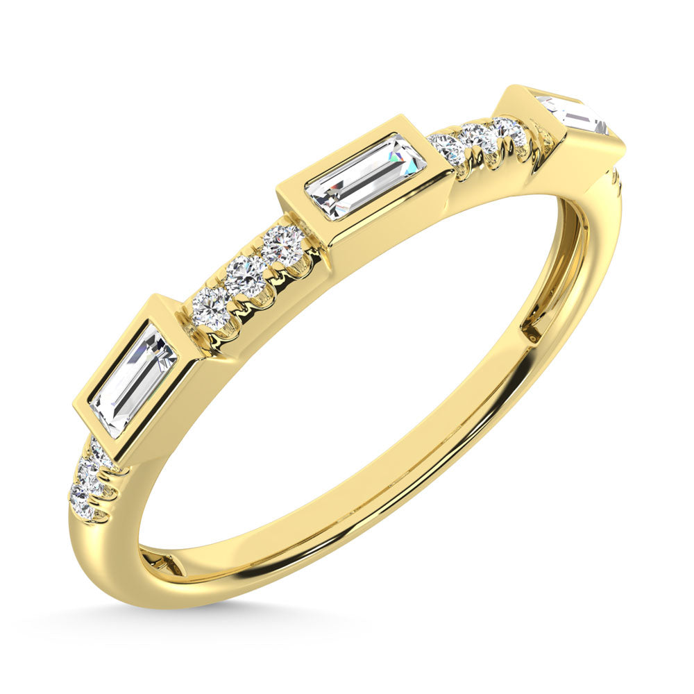 1/8 carat total 14k yellow gold diamond stack band