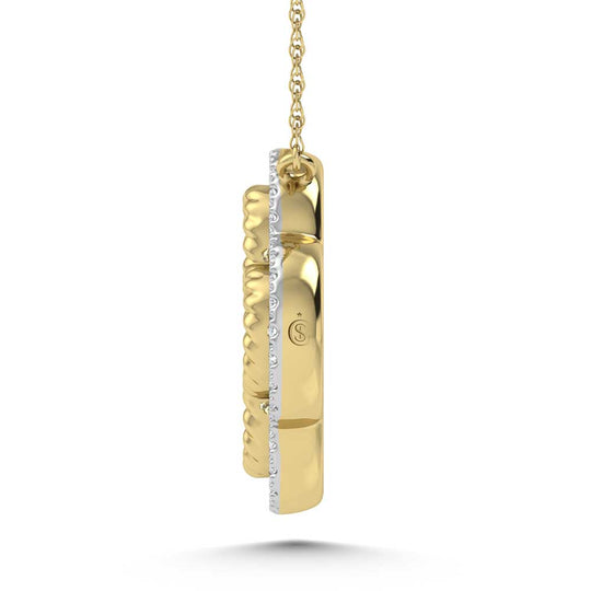 14-carat two-tone diamond, 1/6 carat total. Clover necklace