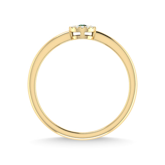 14K yellow gold with a 1/10 ct. emerald and diamond fashion ring