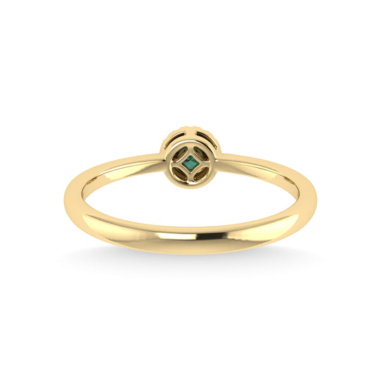 14K yellow gold with a 1/10 ct. emerald and diamond fashion ring