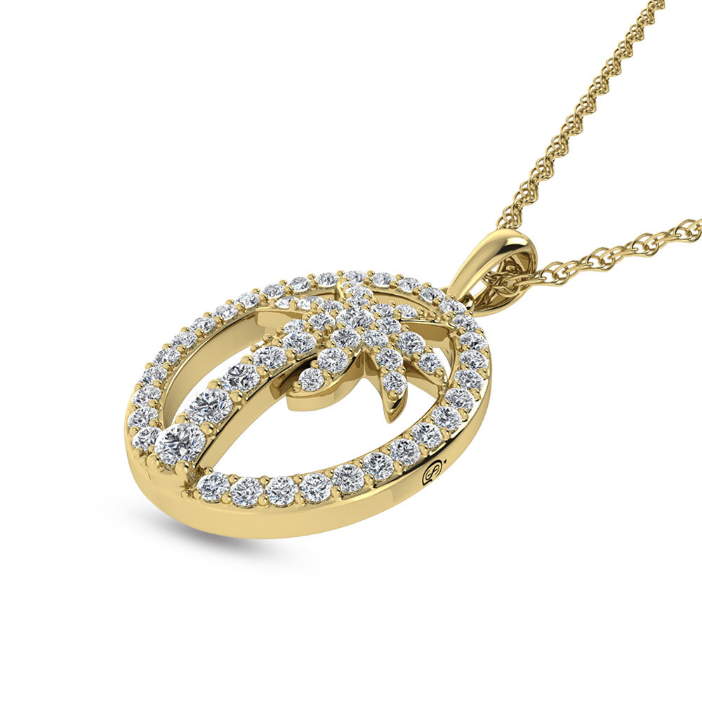 Diamante de oro blanco de 14 quilates de 1/2 qt. total Colgante de palmera