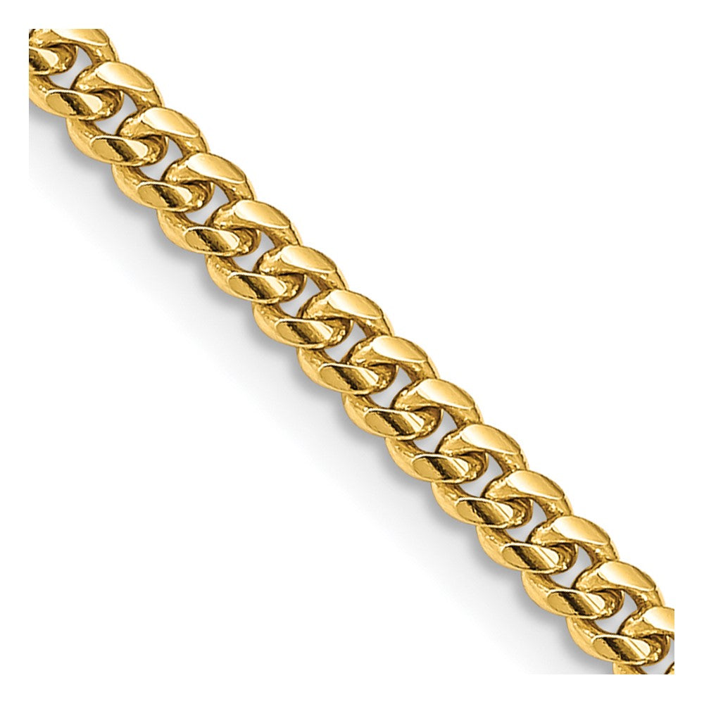 3.5mm Solid Miami Cuban Chain in 14k Yellow Gold