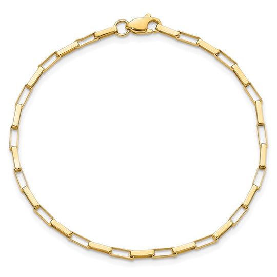 14K Fancy Polished Box Link Bracelet 7.5 Inches