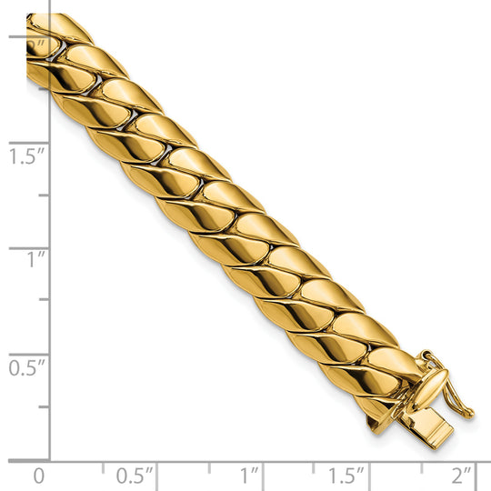 14K Polished Fancy Curved Link Bracelet, 9.4mm, 9 Inches