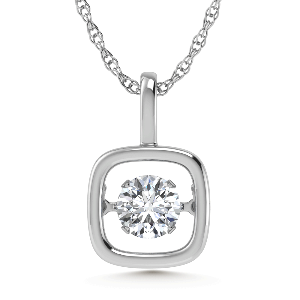 14K white gold lab-grown diamond, 1 ct. tw. Bezel-set cushion pendant (1 ct. center)