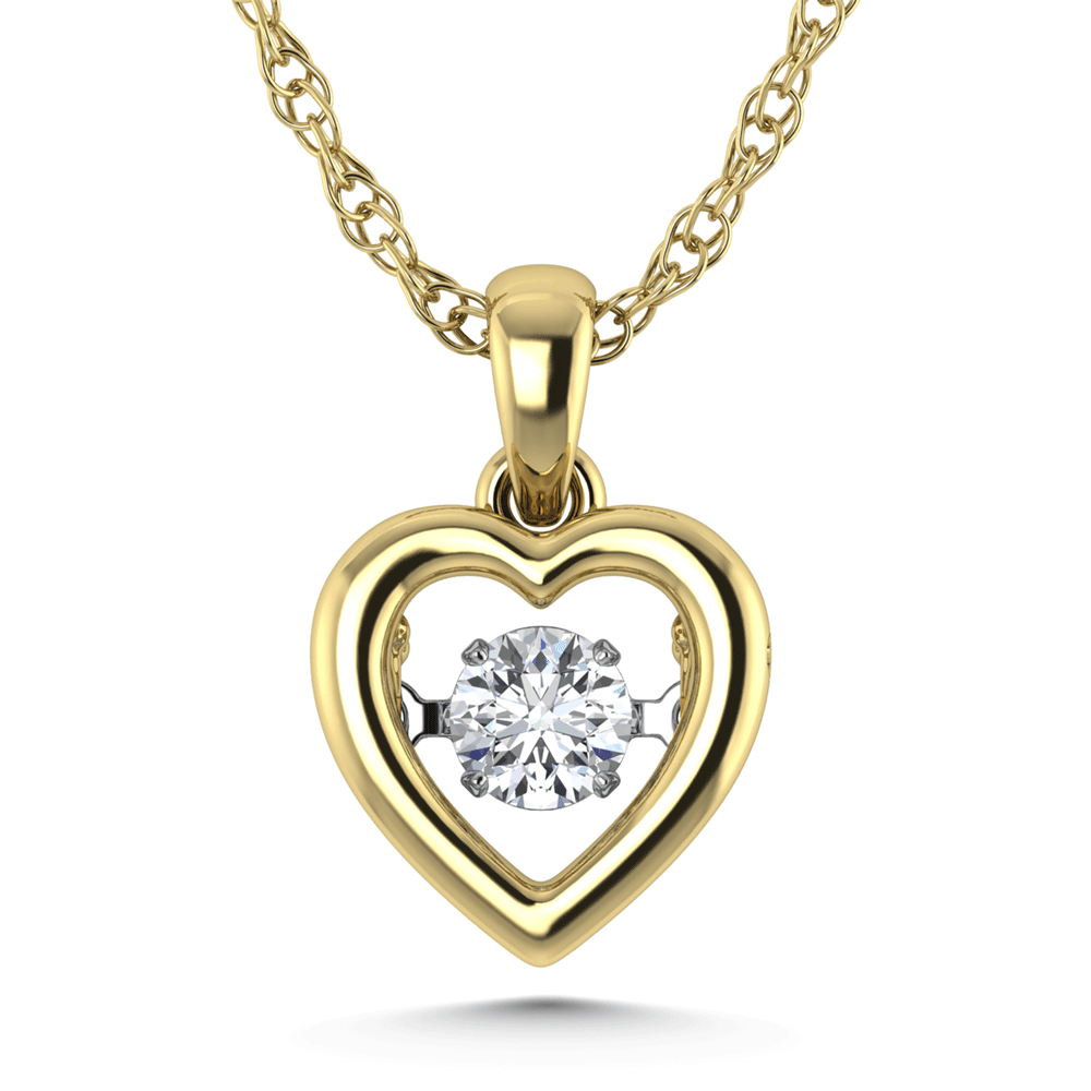 10K yellow gold lab-grown diamond, 1/5 carat total. Heart-shaped plain halo pendant