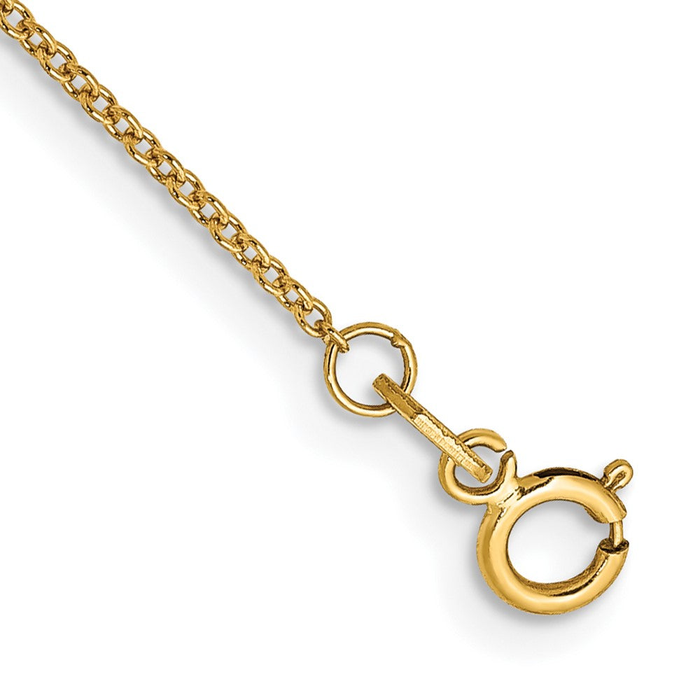 14K 10 Inch .9mm Cable Anklet with Spring Ring Clasp