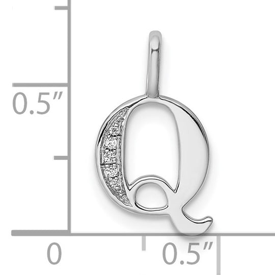 14k White Gold "Q" Initial Pendant with Diamonds