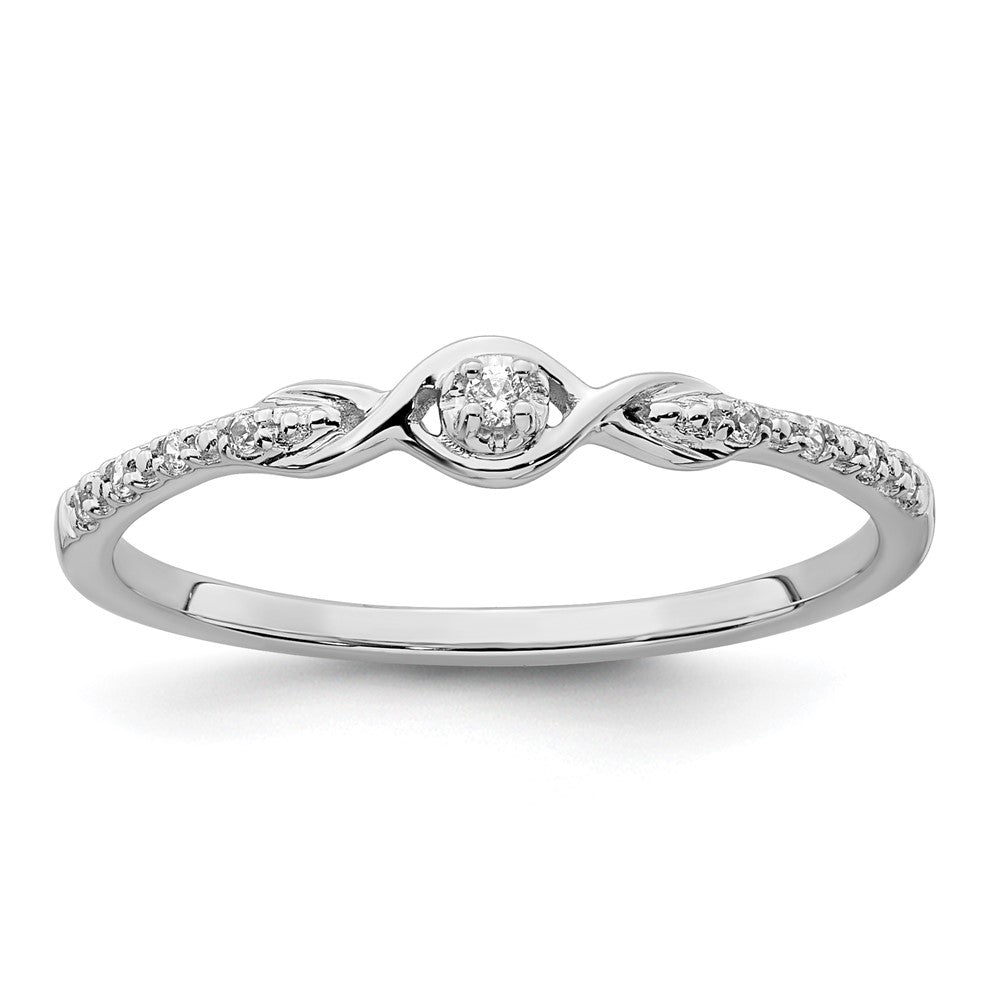 Polished 14k White Gold Promise Ring with Diamonds