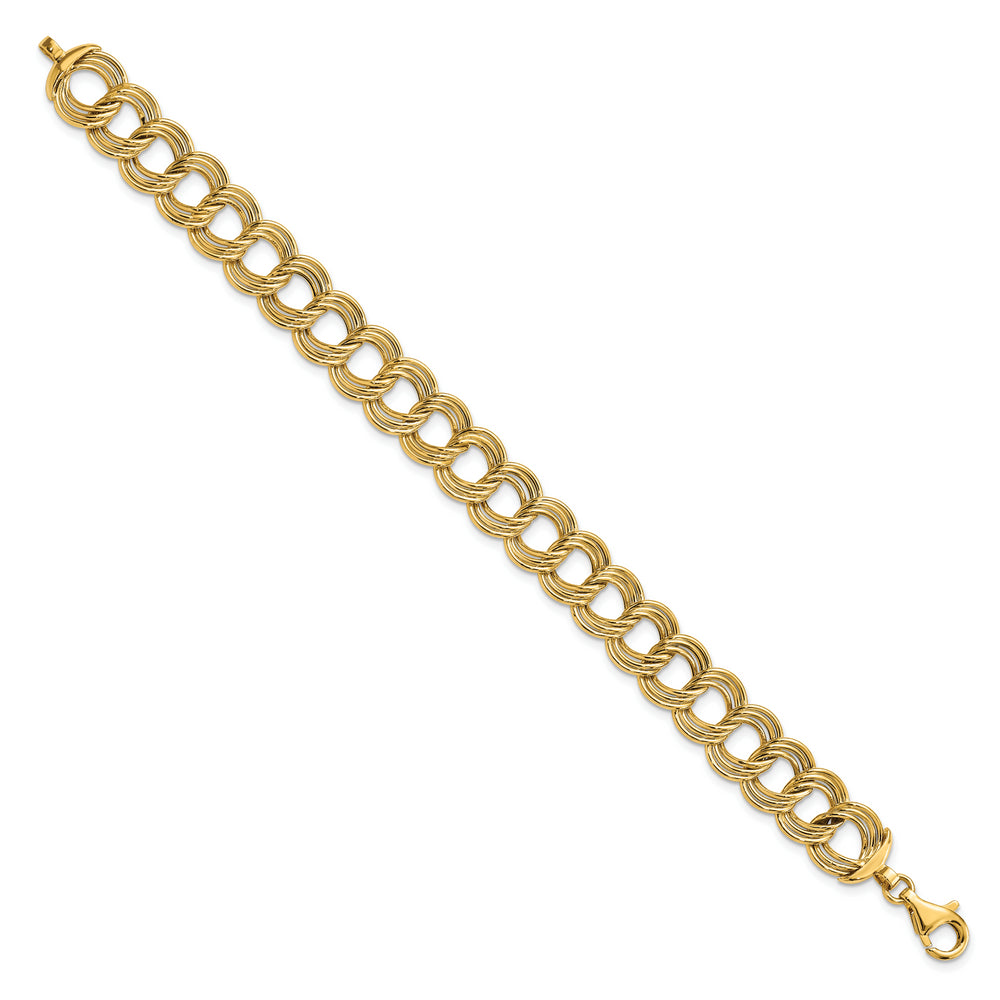 Pulsera 14K Pulida con Triple Enlace Fancy