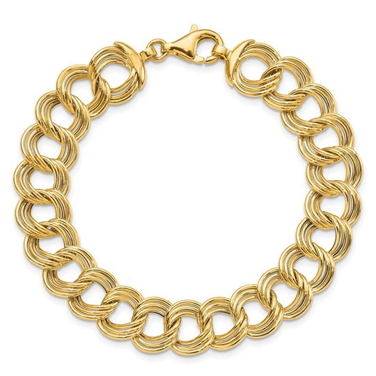 14K Polished Fancy Triple Link Bracelet