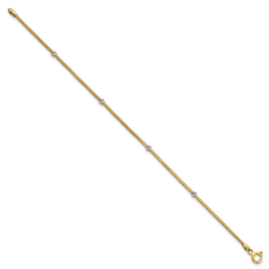Flexible Woven Bead Bracelet in 14K Gold with Rhodium
