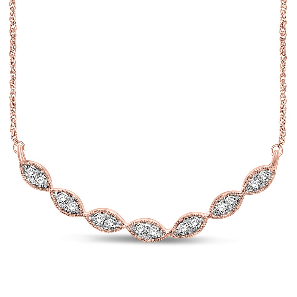 14K rose gold, 1/6 carat total. Diamond stackable necklace