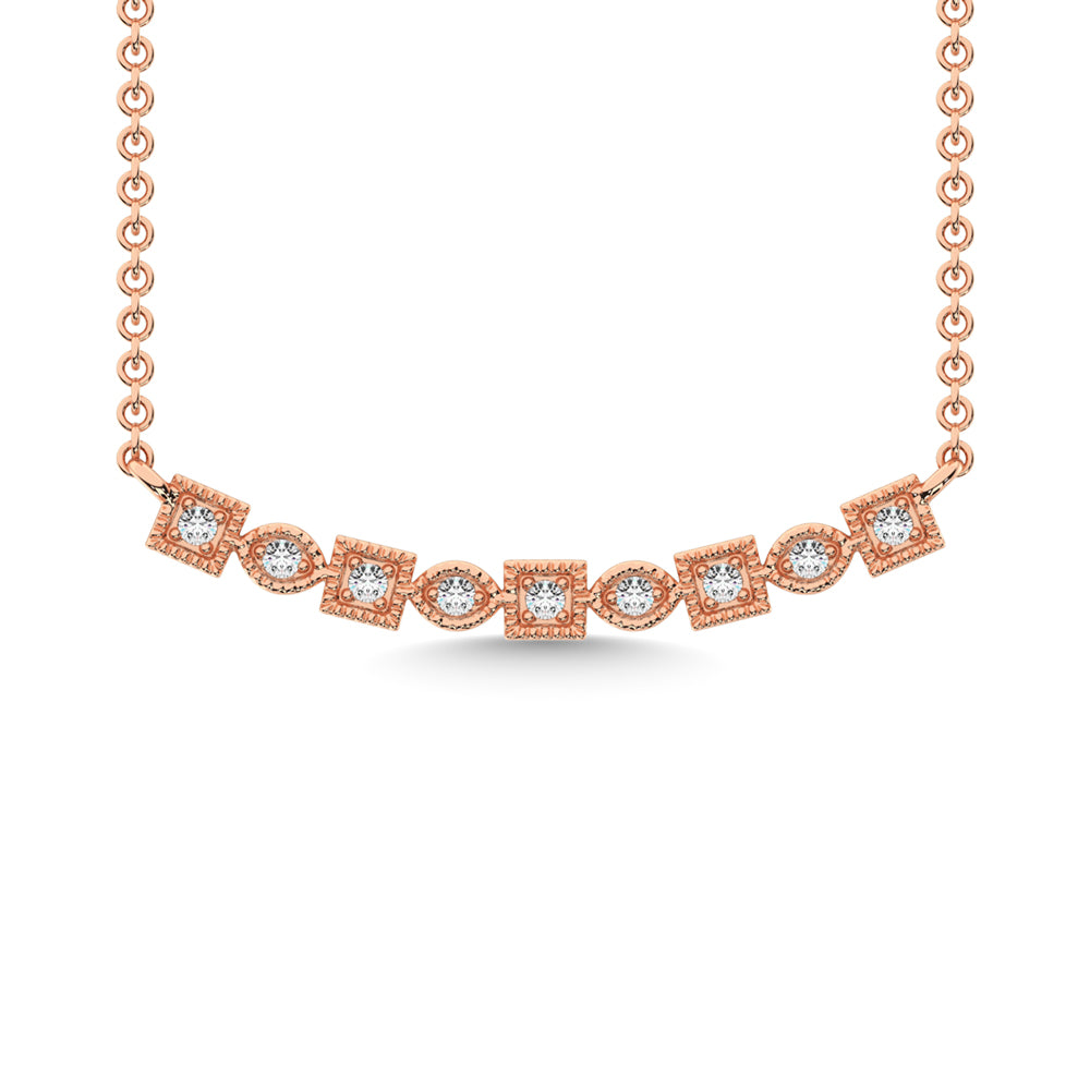 14K rose gold, 1/6 carat total. Diamond stackable necklace