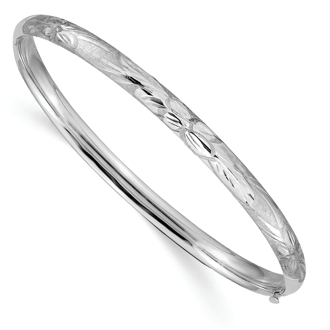 3/16 Florentine Engraved Hinged Bracelet in 14k White Gold