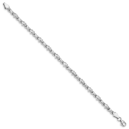 Polished Heart and X Bracelet in 14k White Gold
