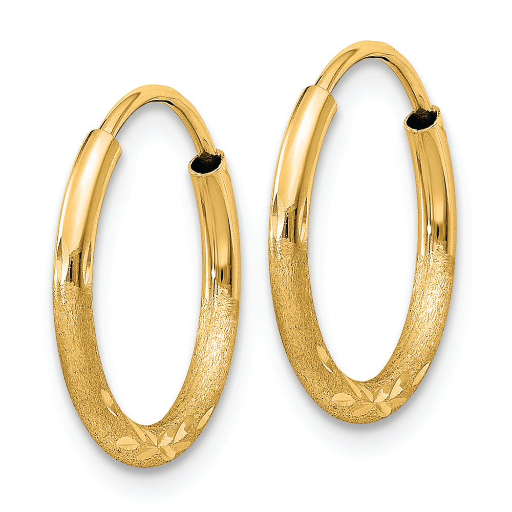 1.5mm Endless Hoop Earrings in 14k Diamond Cut Satin