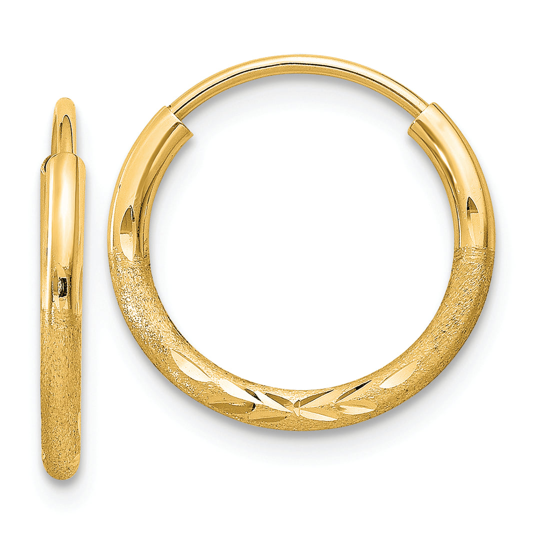 1.5mm Endless Hoop Earrings in 14k Diamond Cut Satin