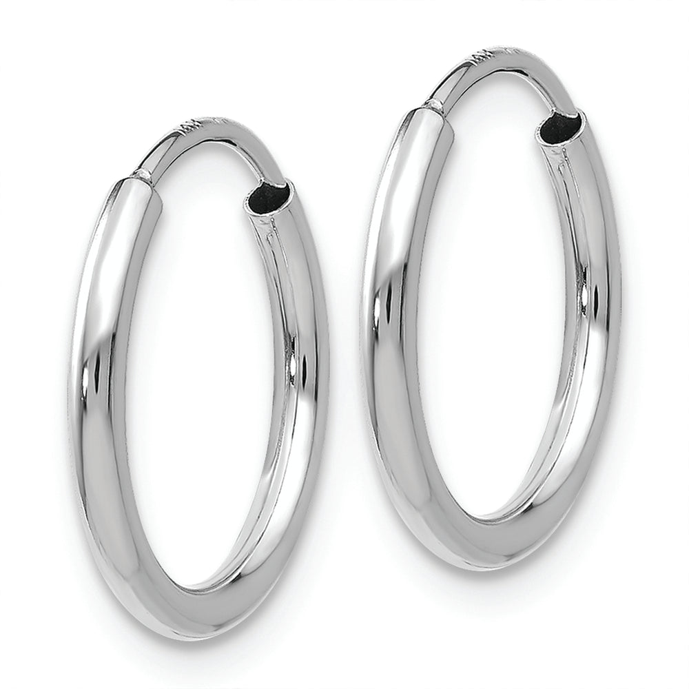 14K White Gold Endless Hoop Earrings, Polished 1.5mm