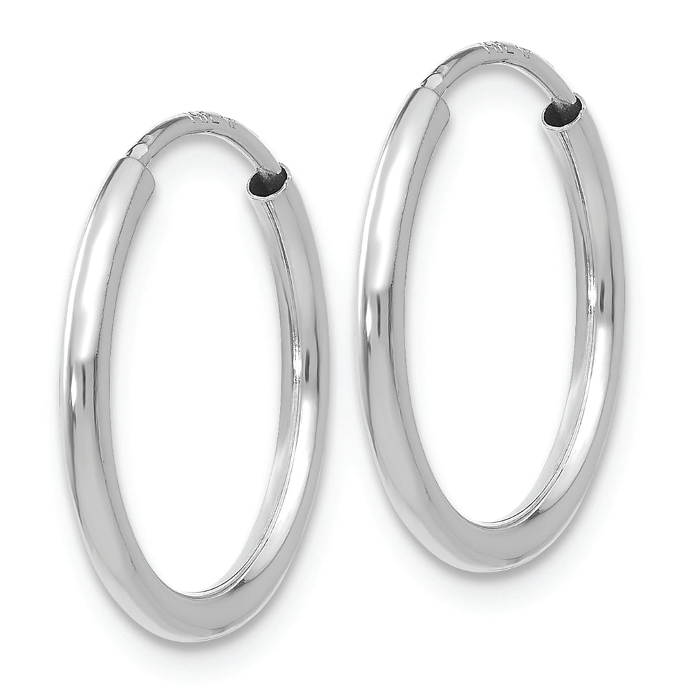 14K White Gold Endless Hoop Earrings, Polished 1.5mm
