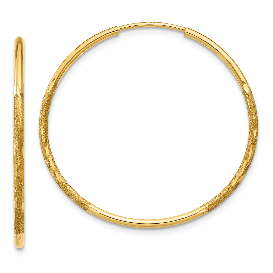 Endless Diamond-Cut Hoop Earrings in 14K Yellow Gold
