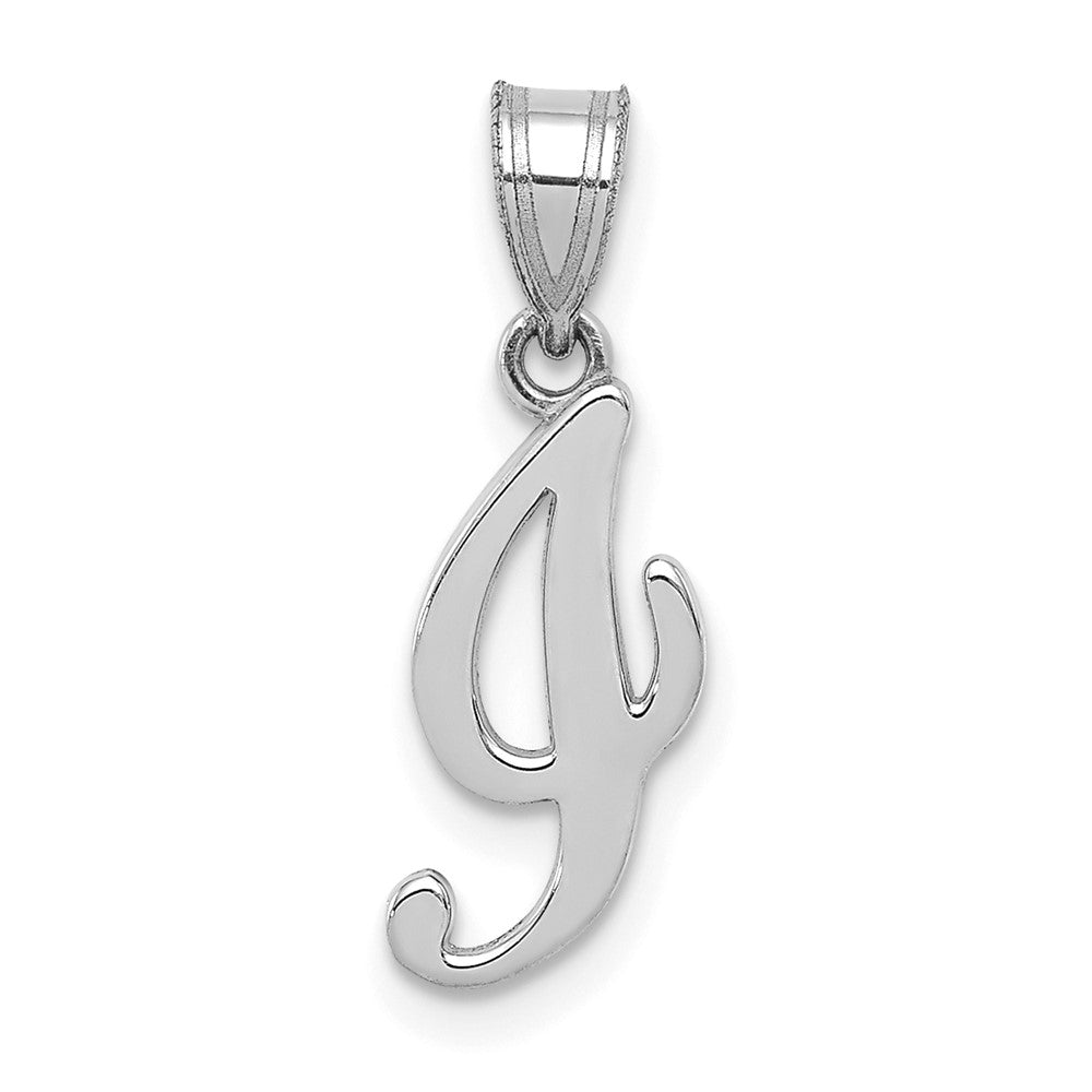 14K White Gold "I" Letter Pendant with Script Design